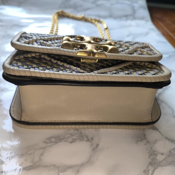 TORY BURCH Small Eleanor Diamond Woven Braided Leather Shoulder Bag - Picture 13 of 17